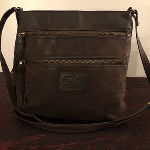 Oak Distressed Brown Leather Messenger Crossbody